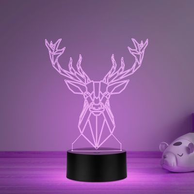 3D Illusion Deer Acrylic led lamp 7 Color Changing Light Lamp for Bedroom Decor